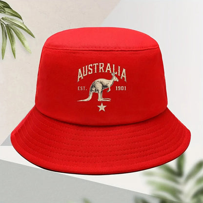 Men's Casual Australian Kangaroo Print Bucket Hat - Golden Print