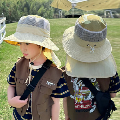 1147 Summer Boys and Girls Sunshade Hat Large brim Sunshade Shawl Breathable Fishing Hat