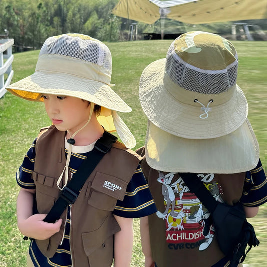 1147 Summer Boys and Girls Sunshade Hat Large brim Sunshade Shawl Breathable Fishing Hat