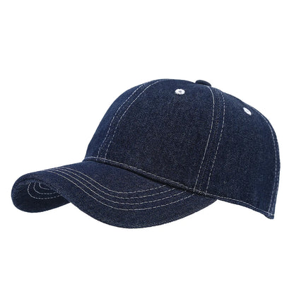 Solid Color Denim Baseball Cap For Women Korean Casual Duckbill Cap