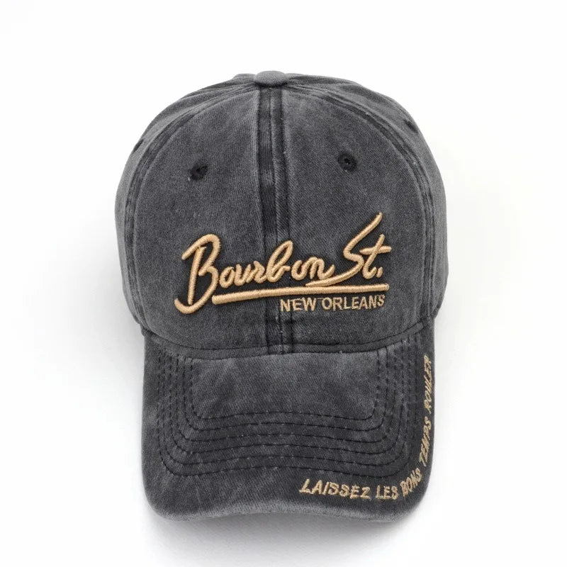 Unisex Washed Denim Baseball Caps Letter Embroidery Kpop Cotton Cap