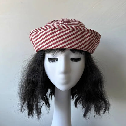 Japanese Korean Style Stripe Bucket Hat