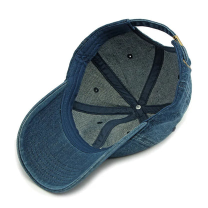 Snapback Cap Spring Summer Washable Denim