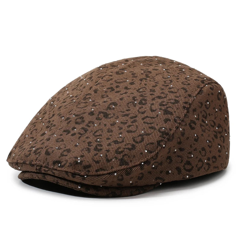 Vintage Leopard Print Newsboy Cap