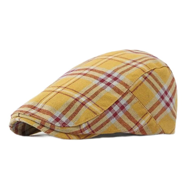 Spring Summer Dopamine Plaid Beret Duck Tongue Forward Hat