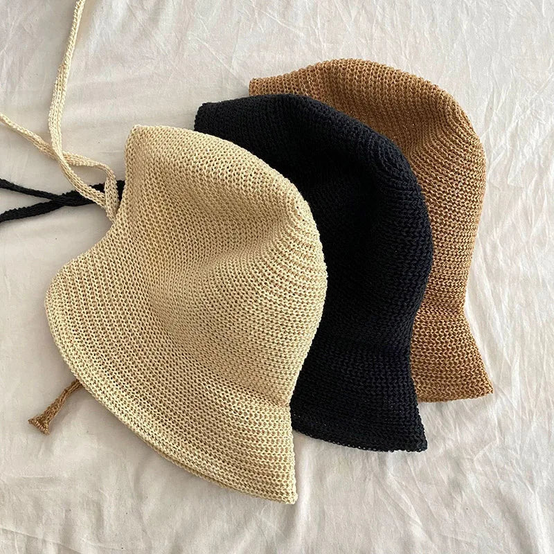Summer Straw Sun Hat Women Japanese Cute Strap Cap