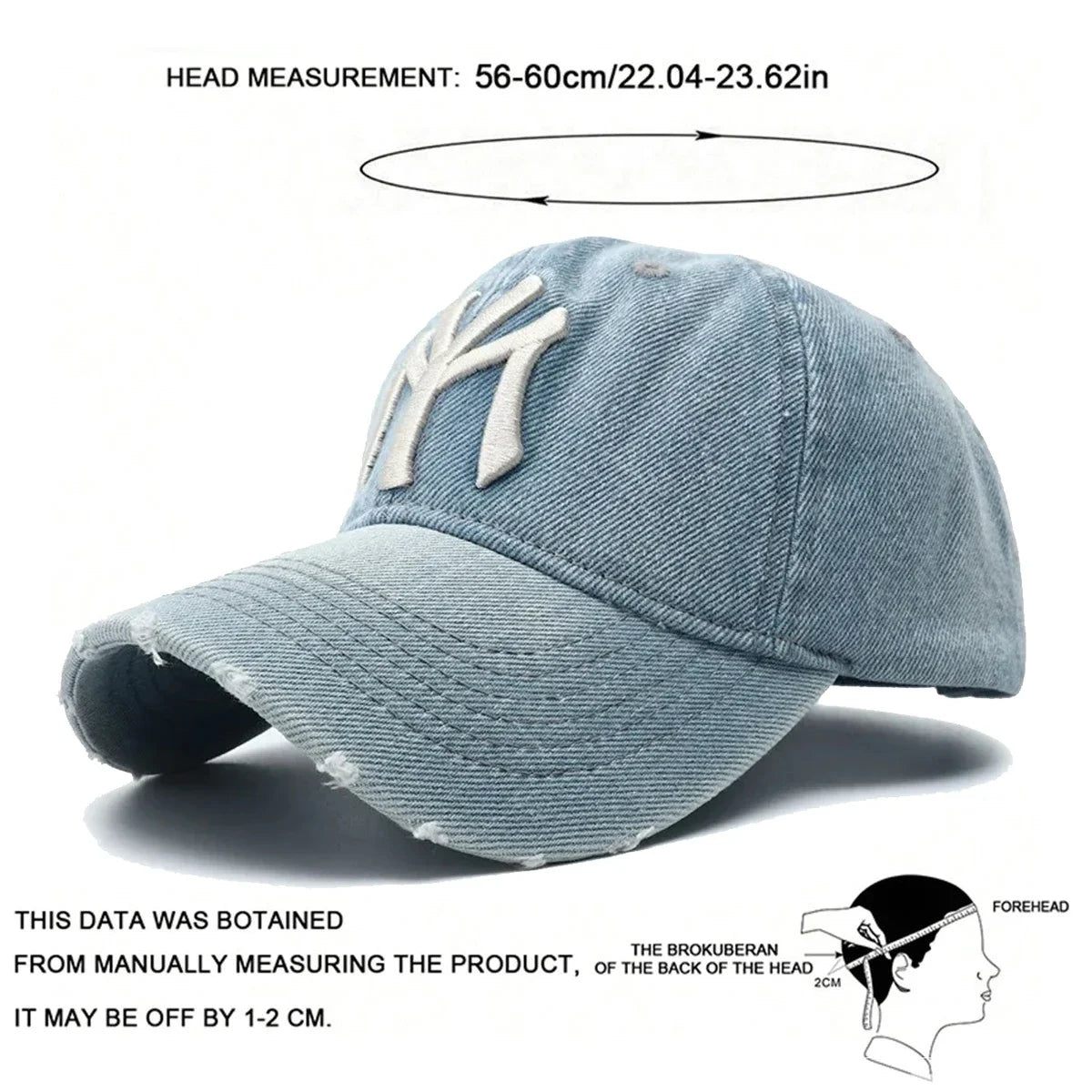 Unisex Letter Embroidery Washed Cowboy Baseball Caps