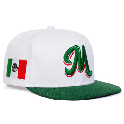 Unisex M Embroidery Side Mexican Flag Hip-hop Net Hats Spring Summer