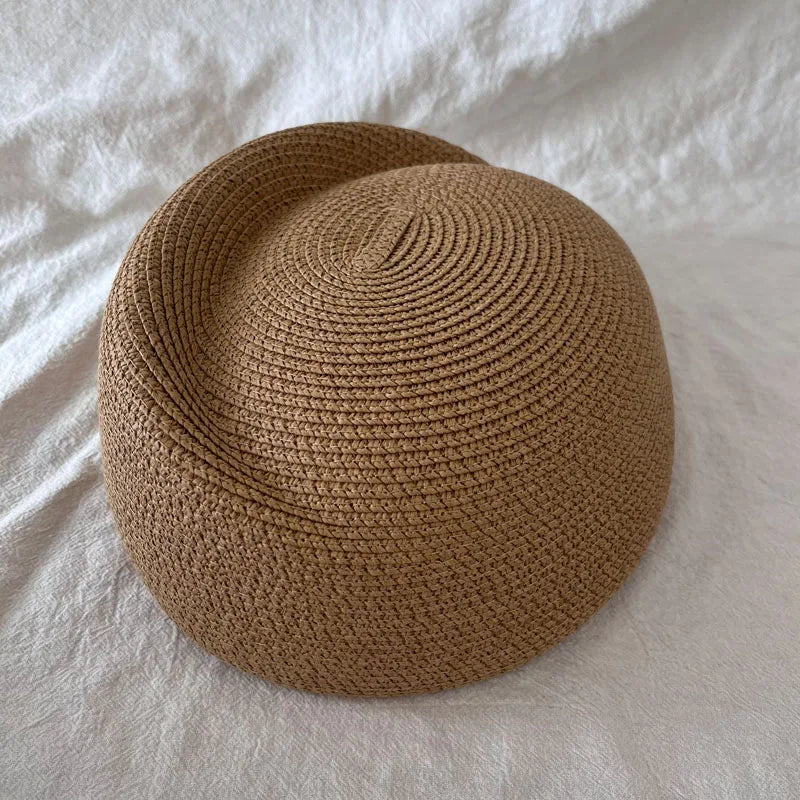 2026 Fashion Straw Beret Hat Summer Fedora Sun Cap