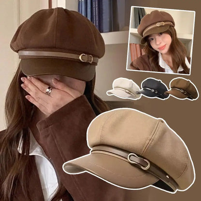 Retro British Style Beret For Women, Versatile Octagonal Newsboy Cap