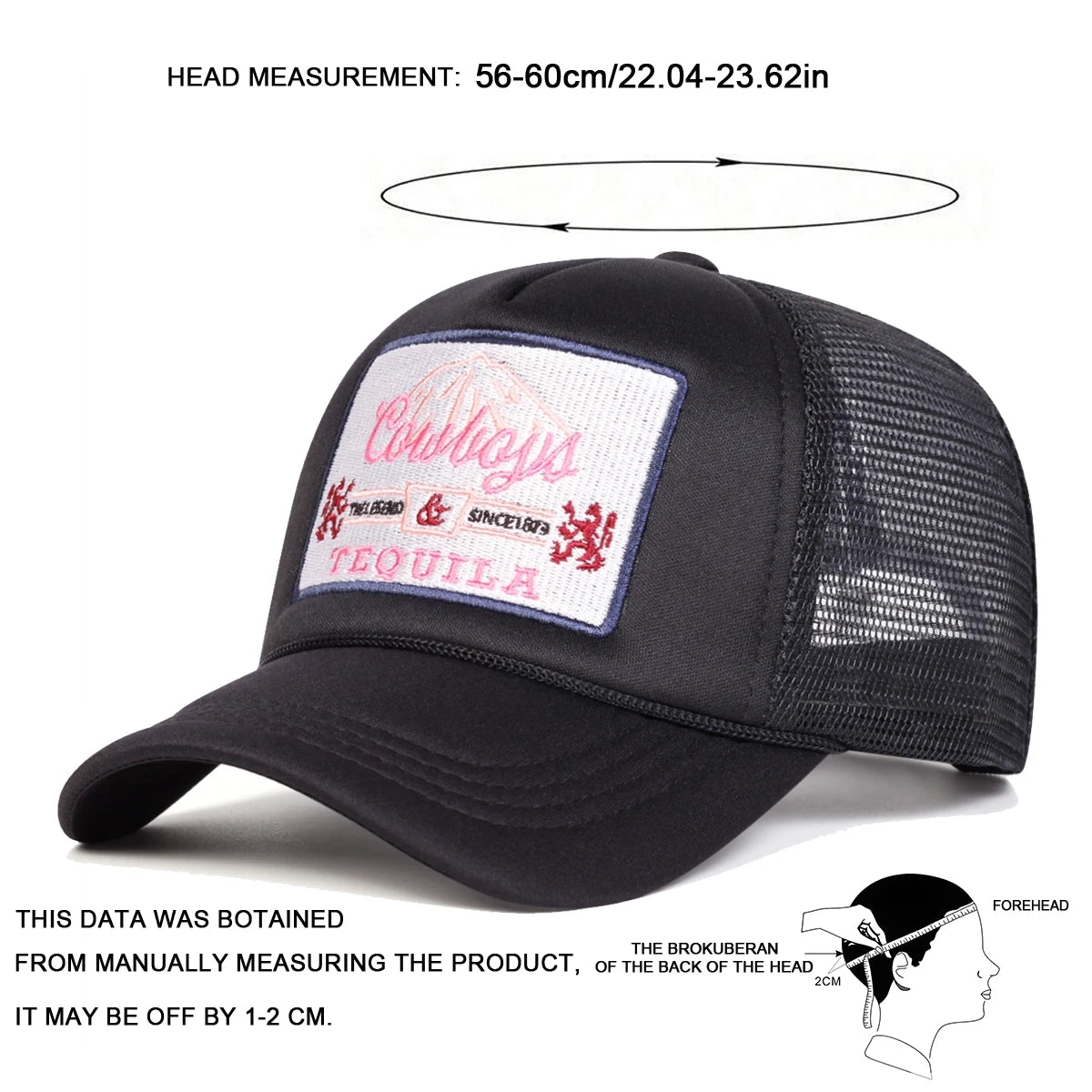 Unisex Tequila Letter Embroidery Baseball Net Caps Spring and Summer Outdoor