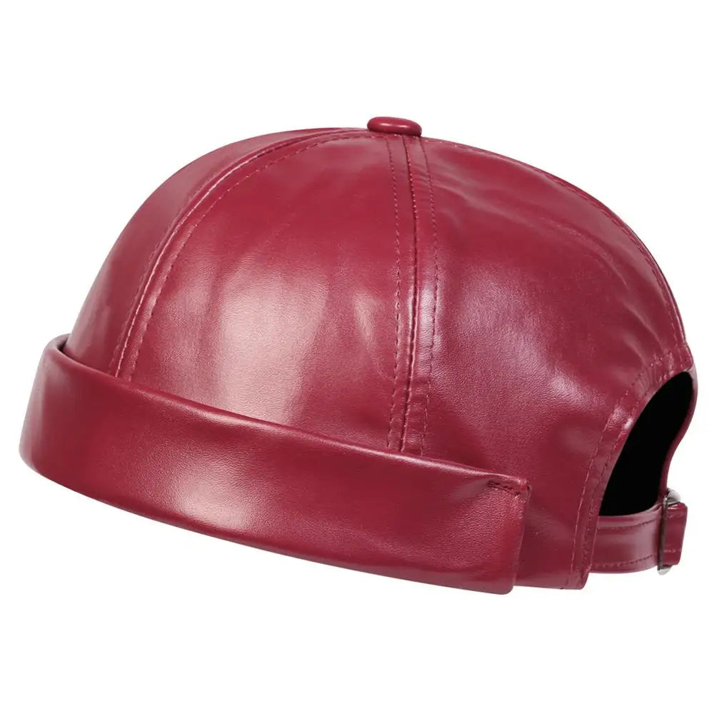 Men Women PU Leather Landlord Caps Retro Autumn Winter