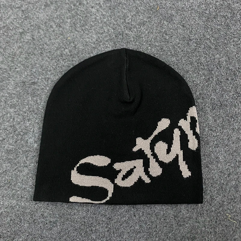 Spring Letter Pattern Knitted Hat  Hoodie Unisex Streetwear