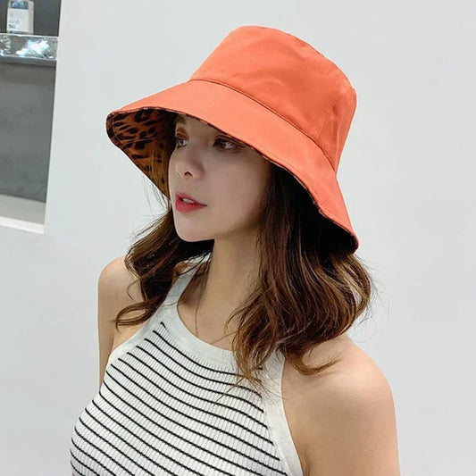 Fashion Leopard Reversible Breathable Cotton Bucket Hat