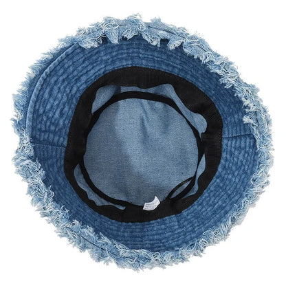 Simple Washed Fisherman Hat, Versatile Denim Bucket Hat
