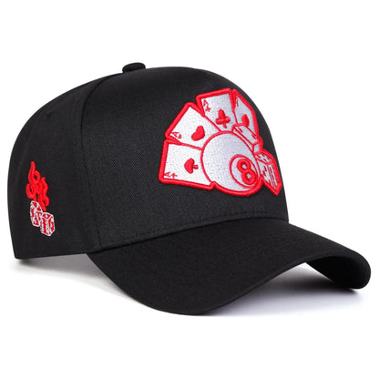 Unisex Poker Embroidery Baseball Caps Spring and Autumn