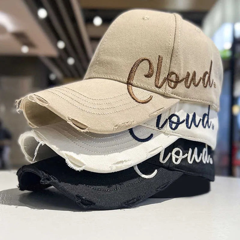 Black Side Letter Embroidered Baseball Cap for Summer