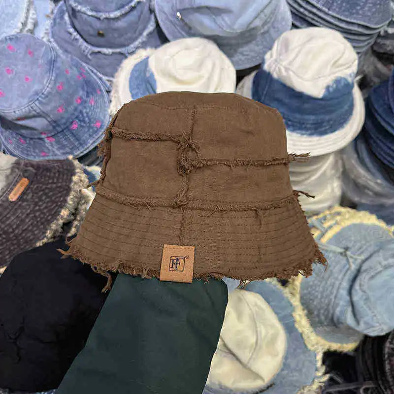 Fisherman Hat Raw Edge Bucket Cap Beach Hat for Men And Women