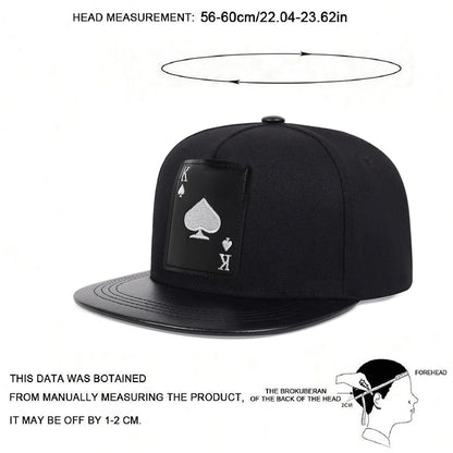 Tide Poker Spades K Embroidery Flat Edge Hat Street Hip Hop Hat
