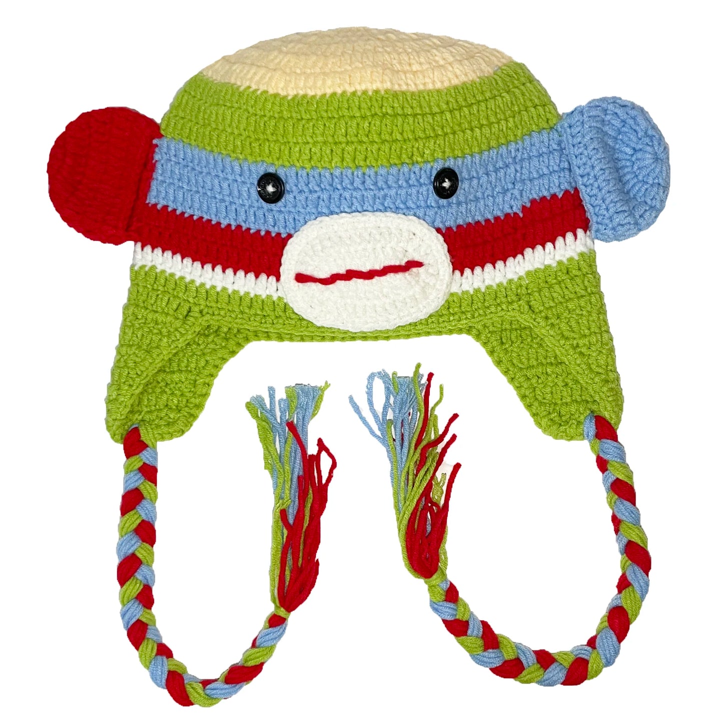 Colorful Monkey Handmade Knit Beanie Winter Warm Kids Cute Big Ears Hat