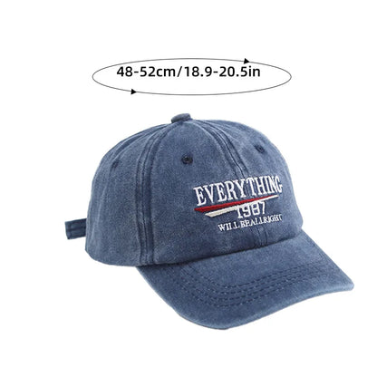 Retro Letter Embroidery Baseball Cap Children Washed Cotton Hat Korean Solid Color Kids Boy Girl Peaked Caps
