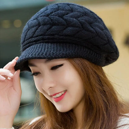 Women's Winter Solid Color Warm Knitting Loose Beret Leisure Ski Cap