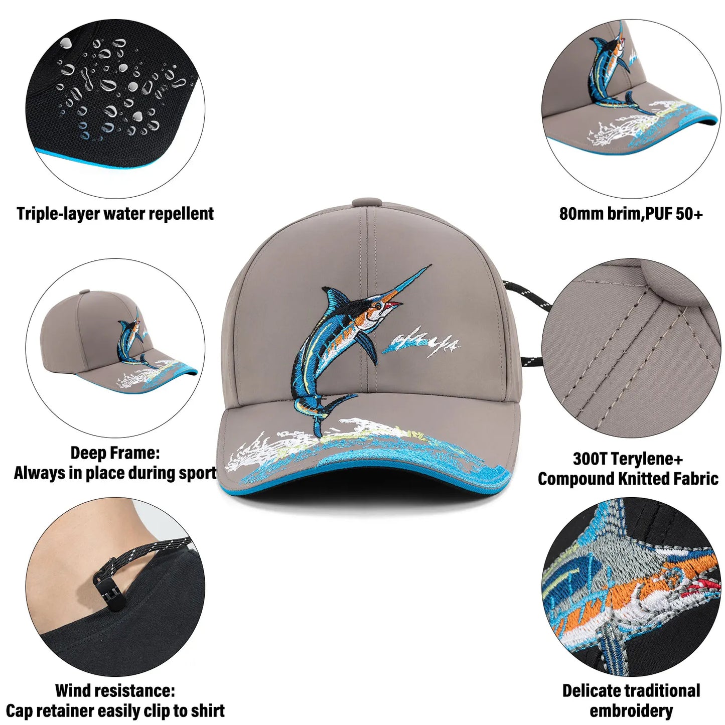 Unisex Baseball Hat Embroidery Fishing Caps Outdoor Breathable