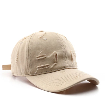 Vintage Distressed Baseball Cap, Casual Adjustable Cotton Hat