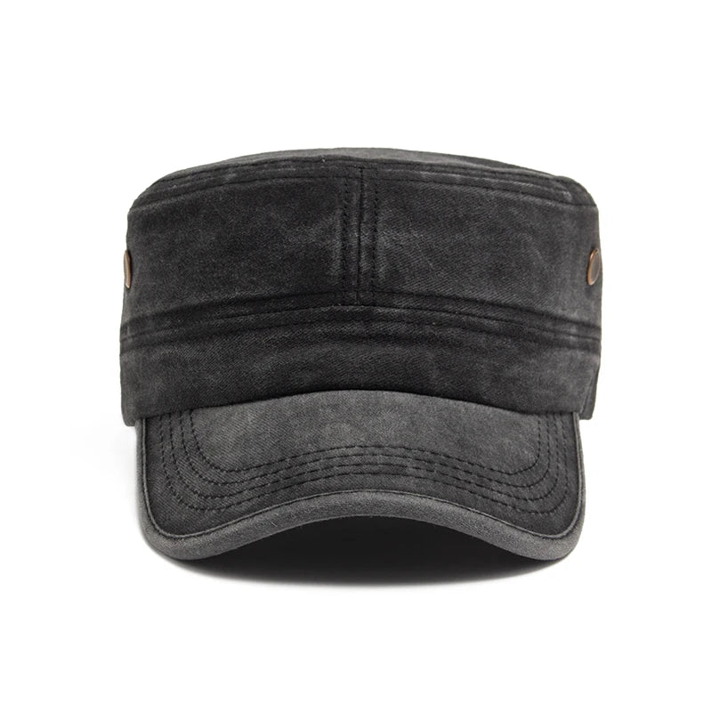 Men Flat Army Hat Washed Cotton Vintage Visor Baseball Cap Hunting Militarily Caps Casual Outdoor