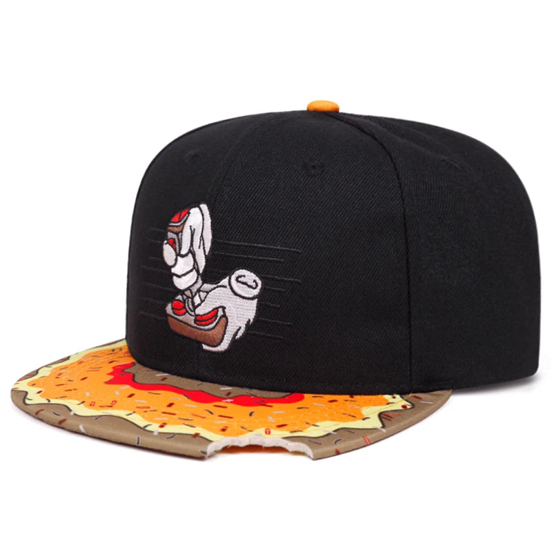 Cartoon Creative Flat Edge Hat Doughnut Game Controller Embroidered Hip Hop Hat Daily Leisure Decoration Baseball Hat