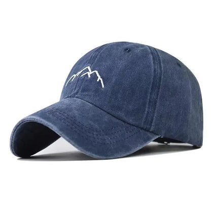 Unisex Washed Cotton Cap Mountain Embroidery Vintage Baseball Cap Men Women