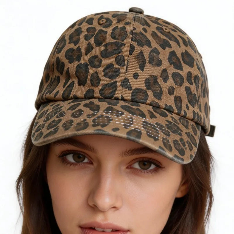 Vintage Leopard Print Baseball Cap for Women
