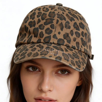 Vintage Leopard Print Baseball Cap for Women