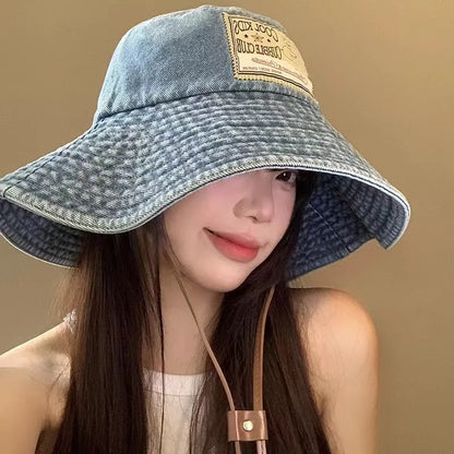 Large Brim Denim Bucket Hats For Women