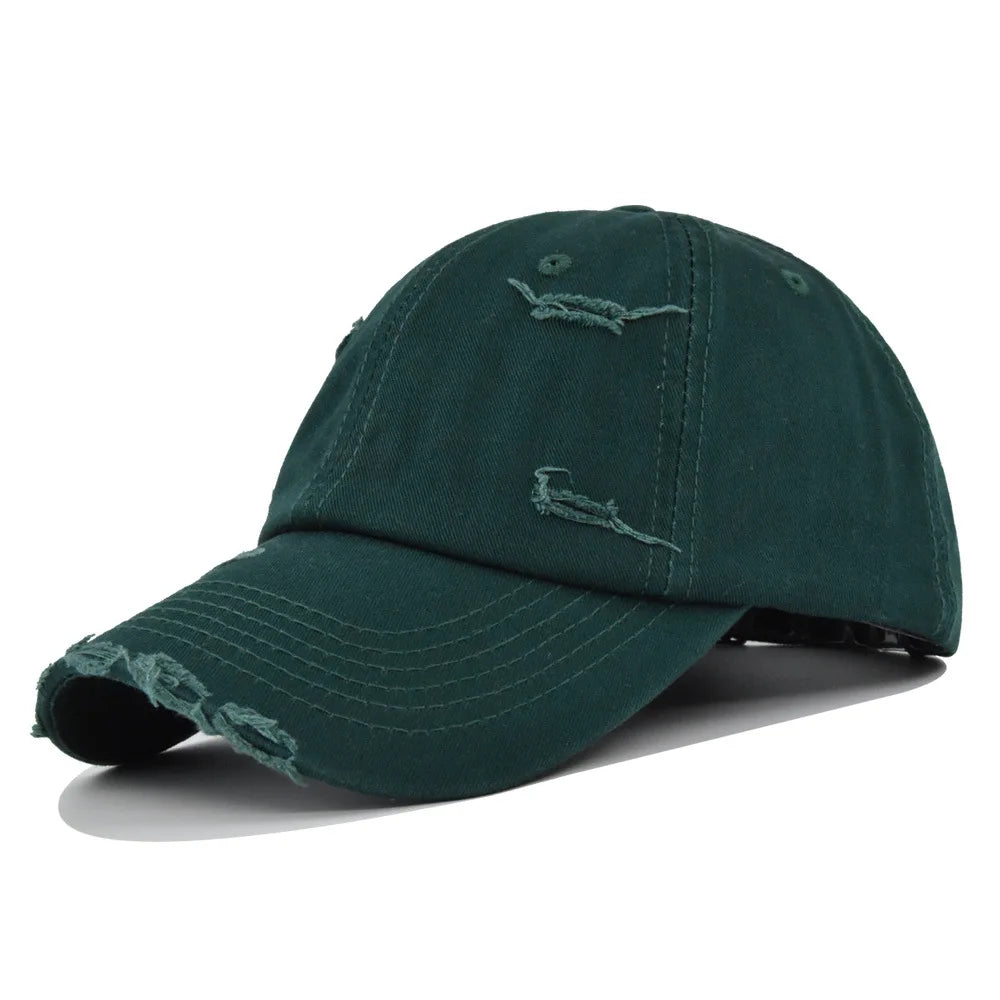 Washed Hole Baseball Cap New Spring Solid Sunhat Men Women