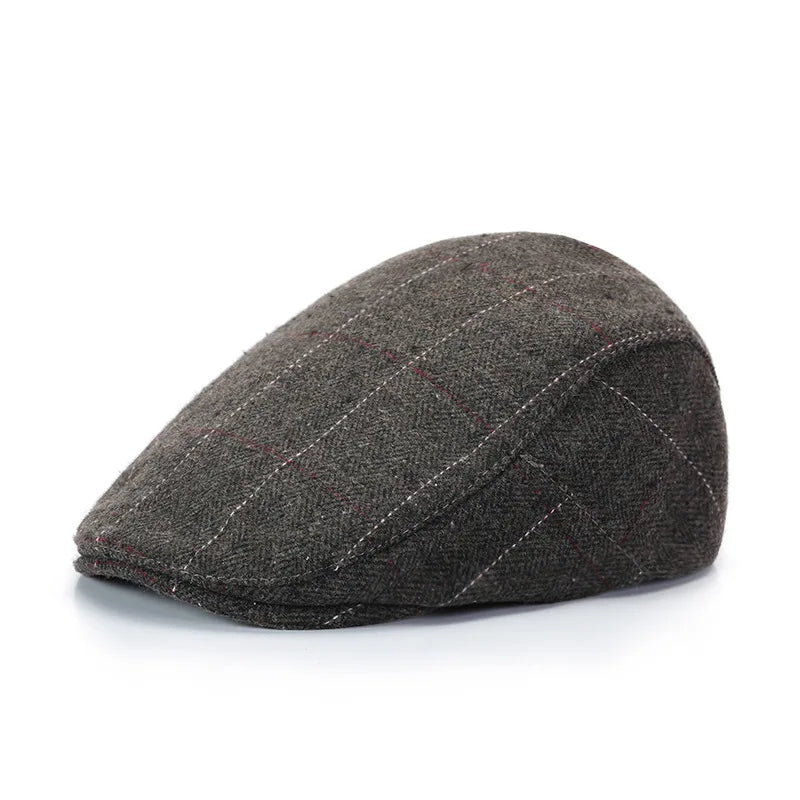 Herringbone Beret Men's Casual Peaked Cap British Women's