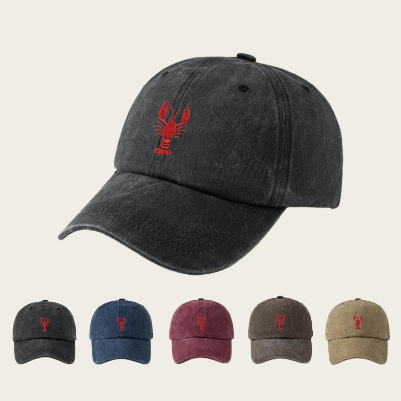 1pc Unisex Leisure Fun Lobster Embroidered Baseball Caps