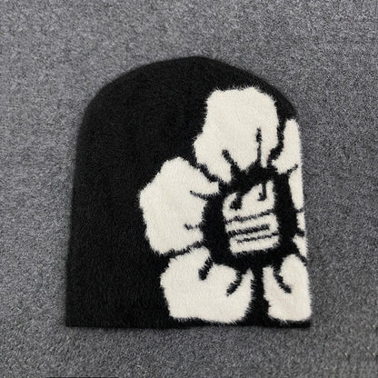Warm Knitted Hat With Jacquard Flower Design For Men And Women