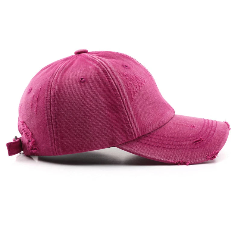 Custom Logo Washed Ripped Denim Baseball Cap