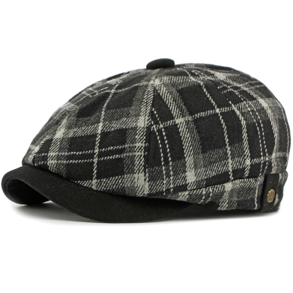 Men Berets Women Vintage Artist Painter Plaid Beret Hat