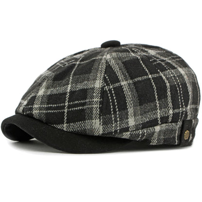 Men Berets Women Vintage Artist Painter Plaid Beret Hat