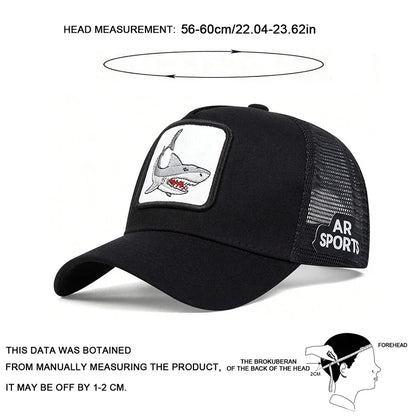 Unisex Shark Patch Embroidery Baseball Net Caps Spring Summer