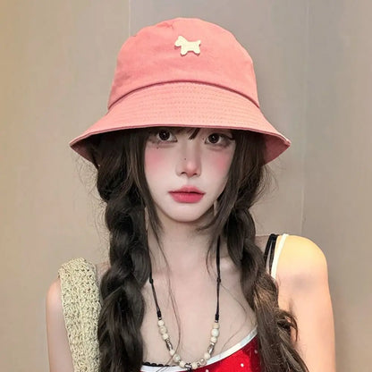 Cute Pony Fisherman Hat Sun Protection Large Brim Sunshade Hat