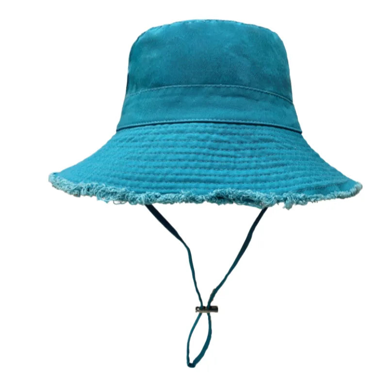 100% Cotton Washed Frayed Edge Bucket Hat