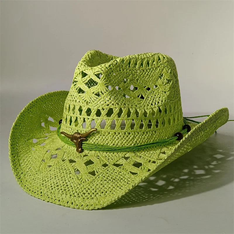 Vintage Summer Beach Bohemian Straw Hat Shell Women Men