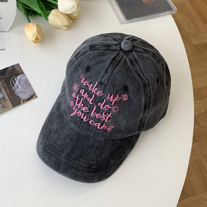 Pink Letter Baseball Cap For Men Women