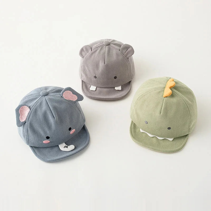Cute Animal Baby Baseball Cap, Cartoon Dinosaur And Rabbit Baby