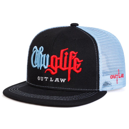 Mob Life Embroidered Street Hip Hop Hat Outdoor Daily Sunshade Mesh Hat