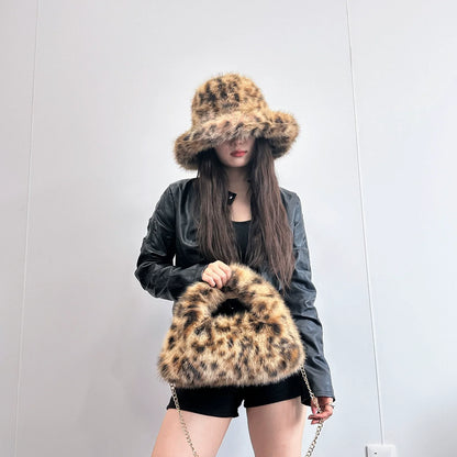 Leopard Print Y2K Autumn/Winter Women's Hats