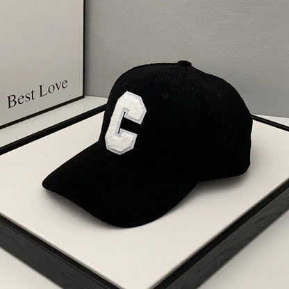 Fashion Corduroy Baseball Cap Ladies Letter C baseball Hat Women Man